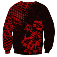 Unisex dark sweatshirt with red palm cluster and tribal geometric print