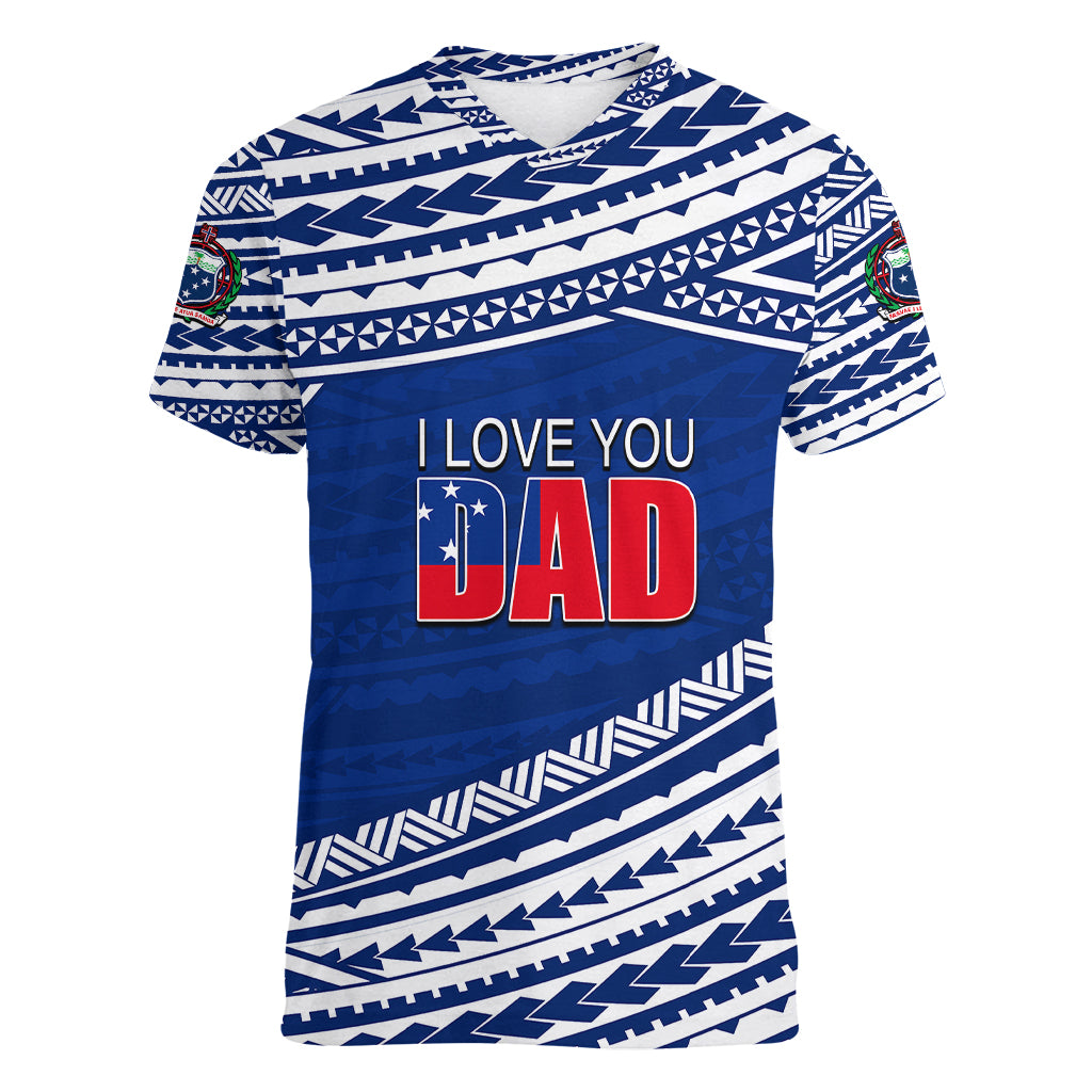 custom-personalised-happy-fathers-day-samoa-women-v-neck-t-shirt-i-love-you-dad-blue