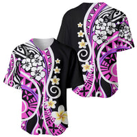 Baseball jerseys duo: black, pink, and white plumeria flower front and back designs