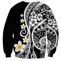 Unisex black sweatshirt with large tribal graphic panels and yellow flower prints