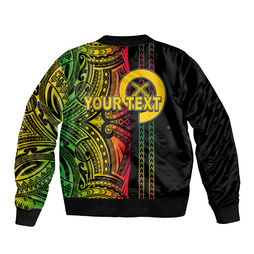 Black bomber jacket with back tribal graphic panel, ribbed collar and cuffs