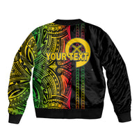 Black bomber jacket with back tribal graphic panel, ribbed collar and cuffs