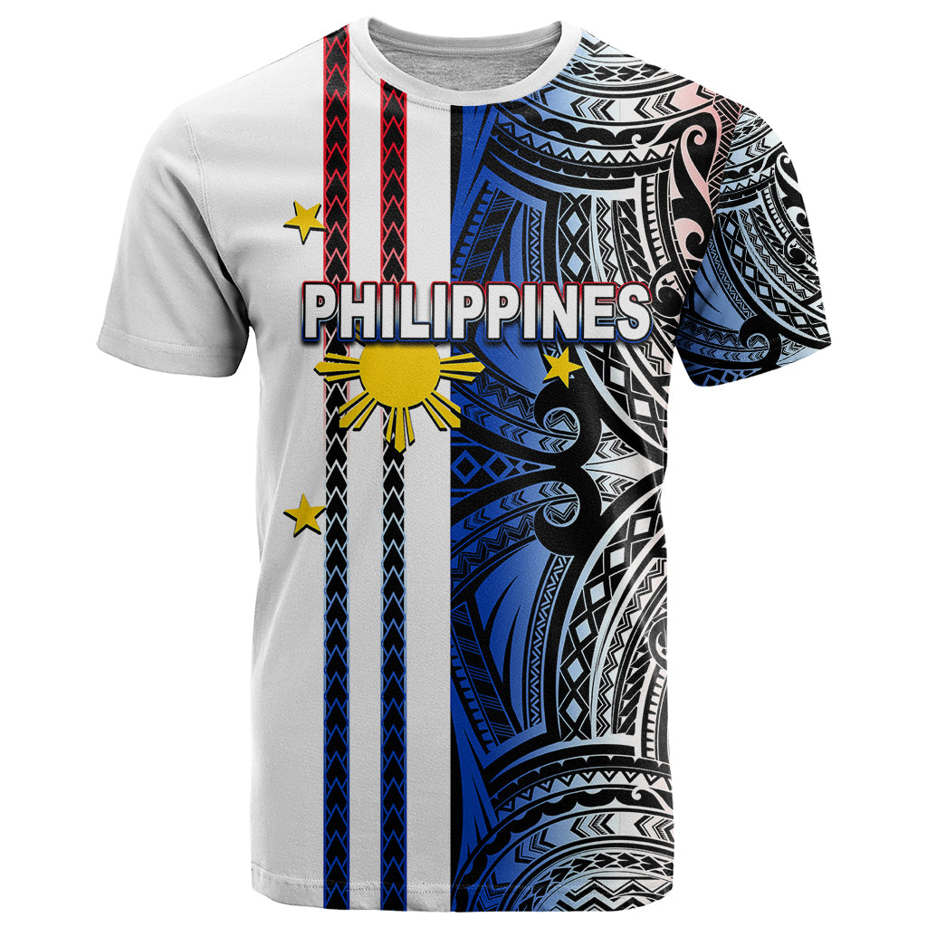 Custom Philippines T Shirt Polynesian Tribal White LT6 - Wonder Print Shop