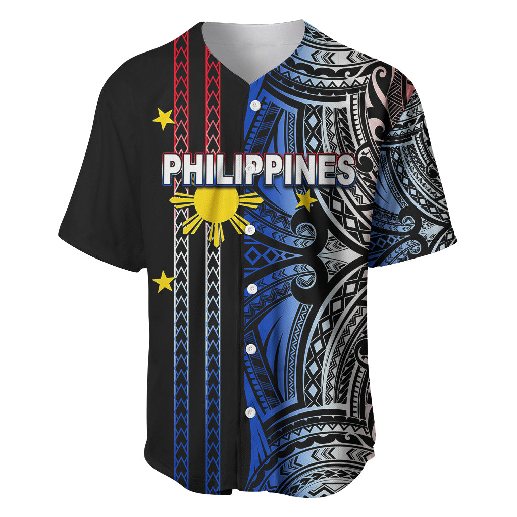 Custom Philippines Baseball Jersey Polynesian Tribal Black LT6 - Wonder Print Shop