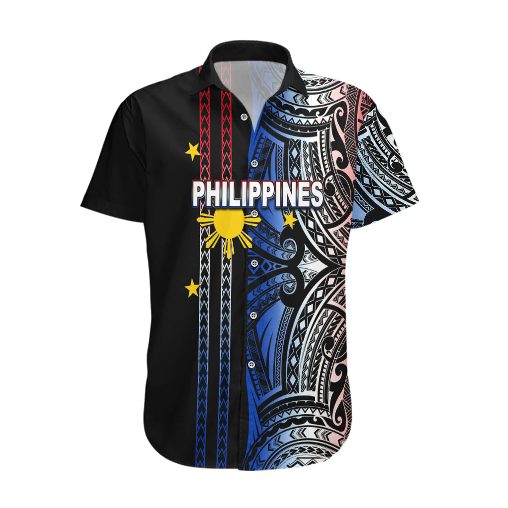 Custom Philippines Hawaiian Shirt Polynesian Tribal Black LT6 - Wonder Print Shop