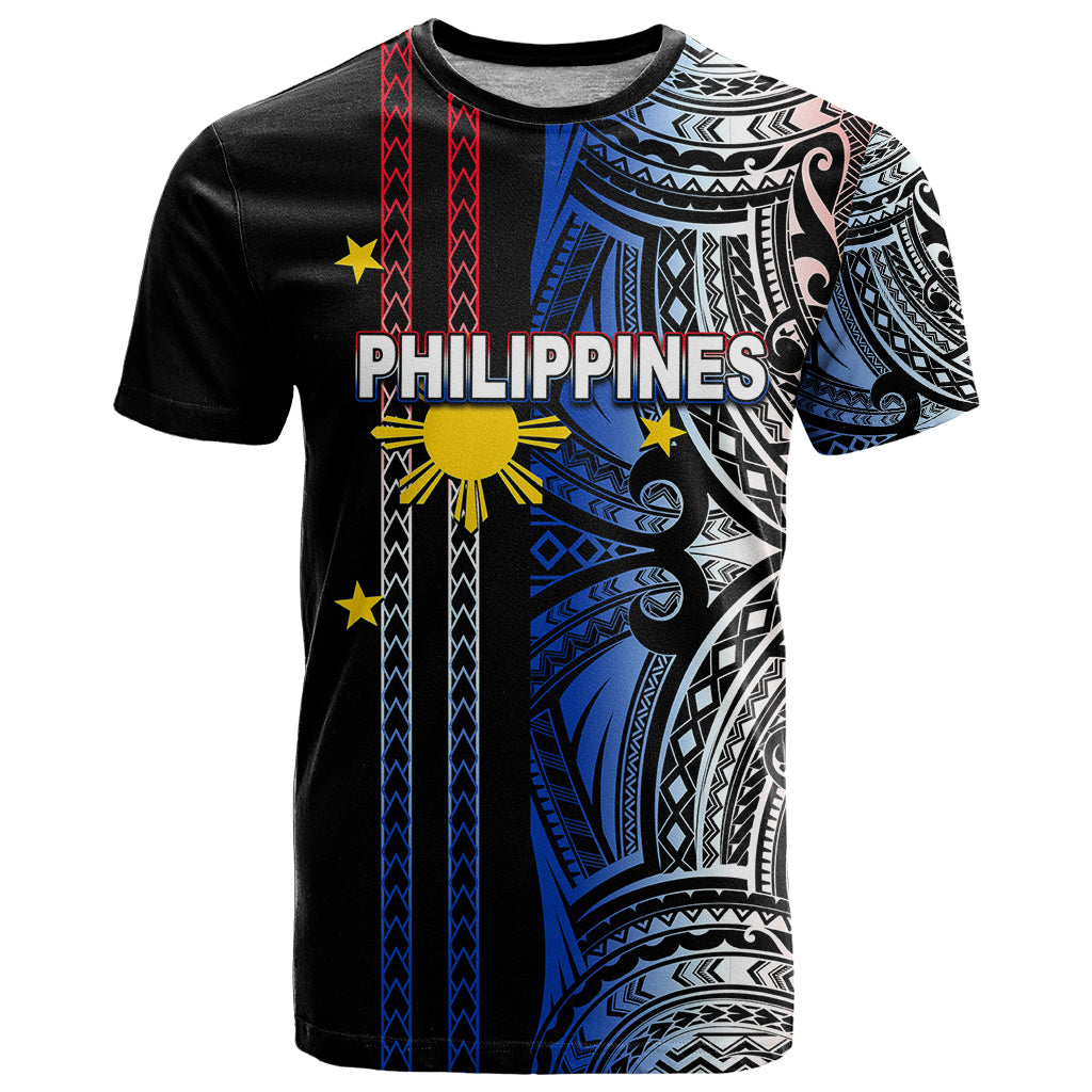 Custom Philippines T Shirt Polynesian Tribal Black LT6 - Wonder Print Shop