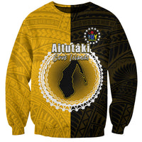 Unisex sweatshirt, split yellow and black with Aitutaki emblem and “Cook Islands” text