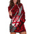 Polynesian Fiji Hoodie Dress with Coat Of Arms Claws Style - Red LT6 - Wonder Print Shop