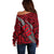 Polynesian Fiji Off Shoulder Sweater with Coat Of Arms Claws Style - Red LT6 - Wonder Print Shop