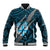 Polynesian Fiji Baseball Jacket with Coat Of Arms Claws Style - Blue LT6 - Wonder Print Shop