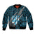 Polynesian Fiji Bomber Jacket with Coat Of Arms Claws Style - Blue LT6 - Wonder Print Shop