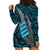 Polynesian Fiji Hoodie Dress with Coat Of Arms Claws Style - Blue LT6 - Wonder Print Shop