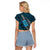 Polynesian Fiji Raglan Cropped T Shirt with Coat Of Arms Claws Style - Blue LT6 - Wonder Print Shop