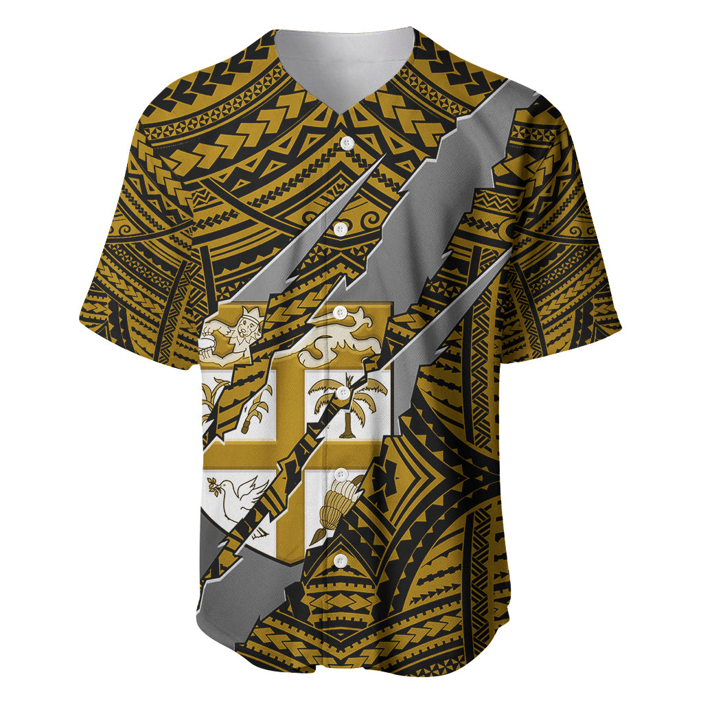 Polynesian Fiji Baseball Jersey with Coat Of Arms Claws Style - Gold LT6 - Wonder Print Shop