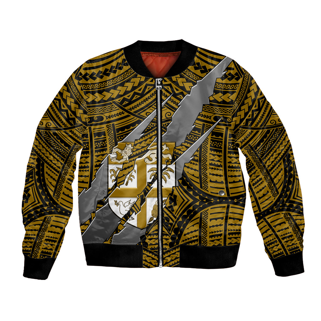 Polynesian Fiji Bomber Jacket with Coat Of Arms Claws Style - Gold LT6 - Wonder Print Shop