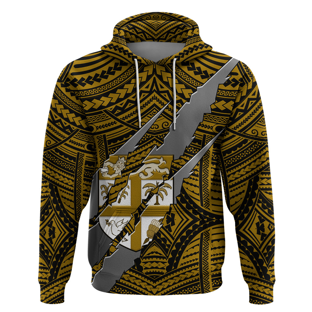 Polynesian Fiji Hoodie with Coat Of Arms Claws Style - Gold LT6 - Wonder Print Shop