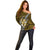 Polynesian Fiji Off Shoulder Sweater with Coat Of Arms Claws Style - Gold LT6 - Wonder Print Shop