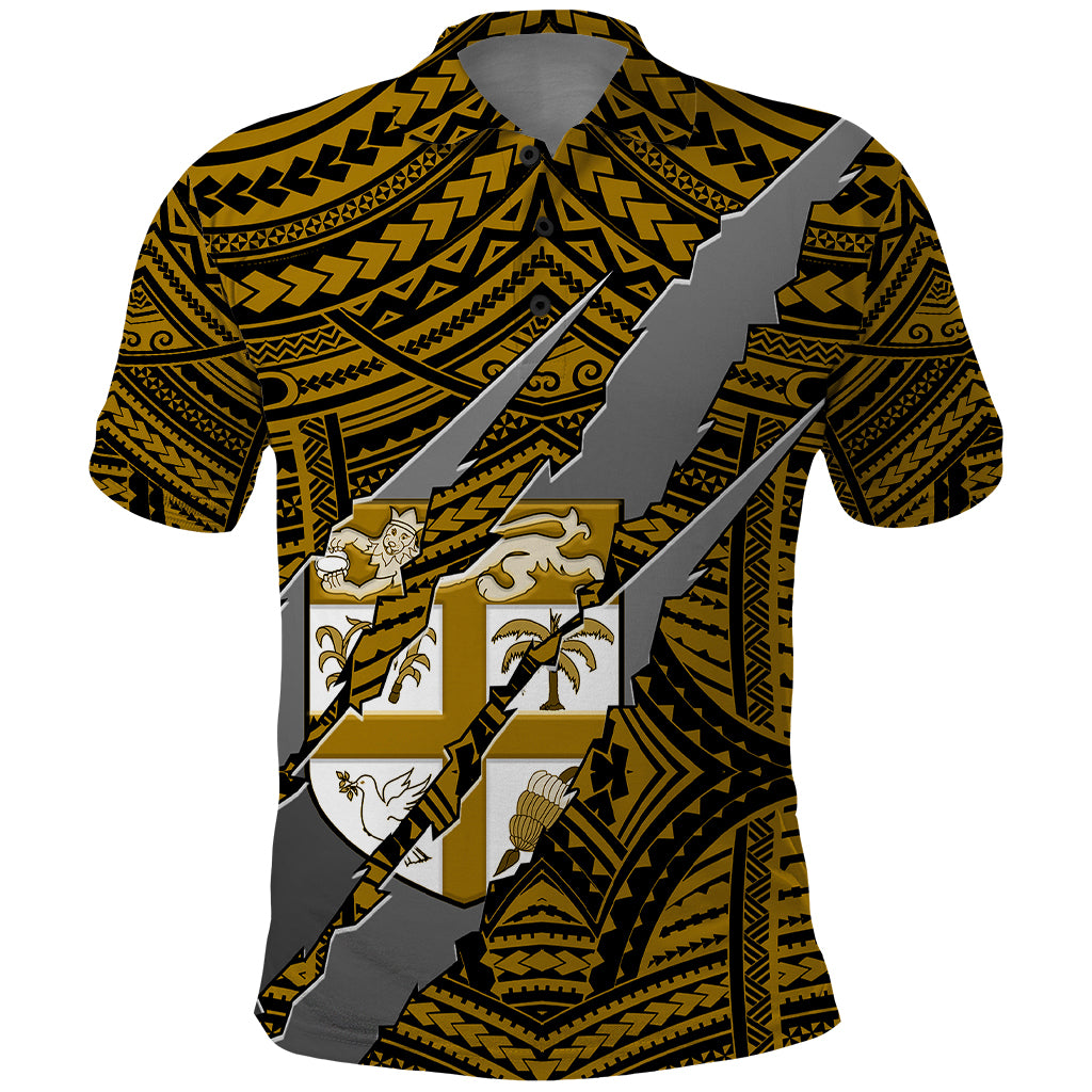 Polynesian Fiji Polo Shirt with Coat Of Arms Claws Style - Gold LT6 - Wonder Print Shop