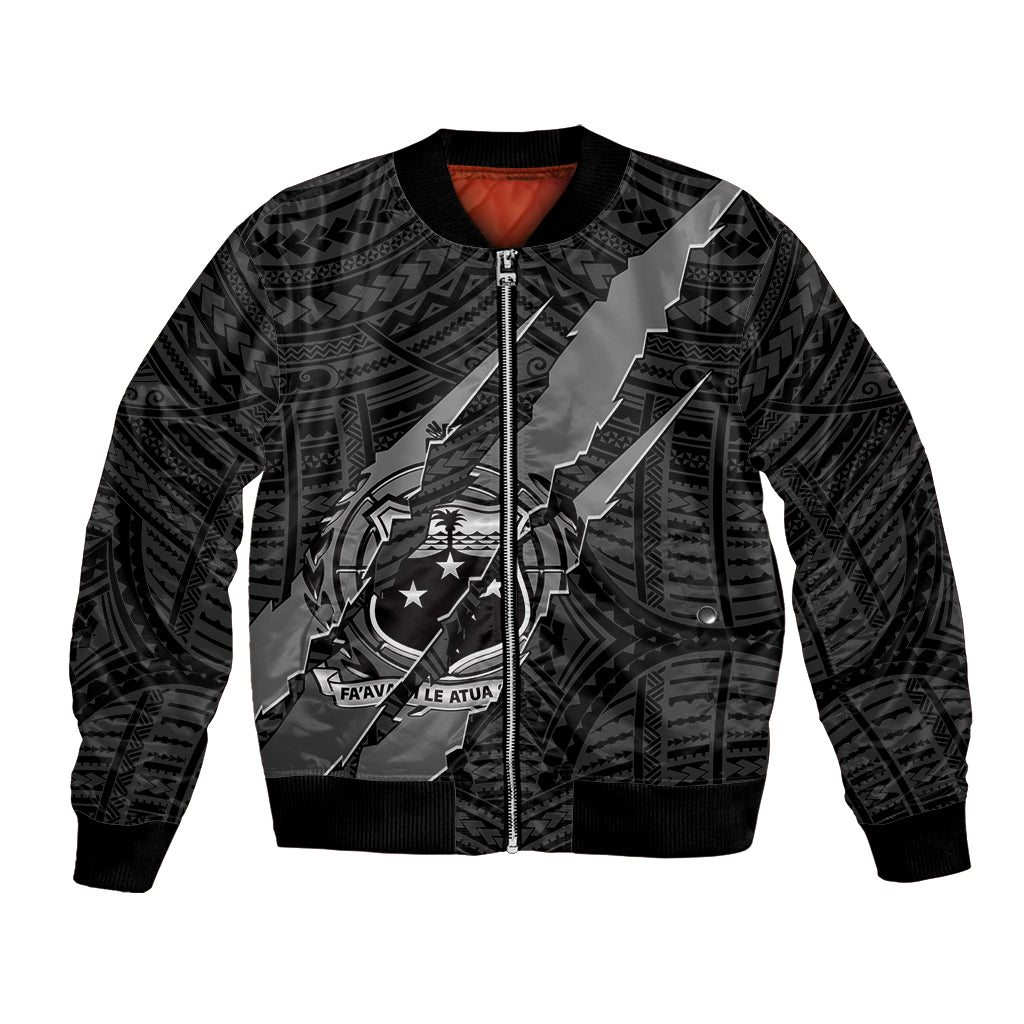Unisex black bomber jacket with full-zip front and large coat-of-arms claw graphic