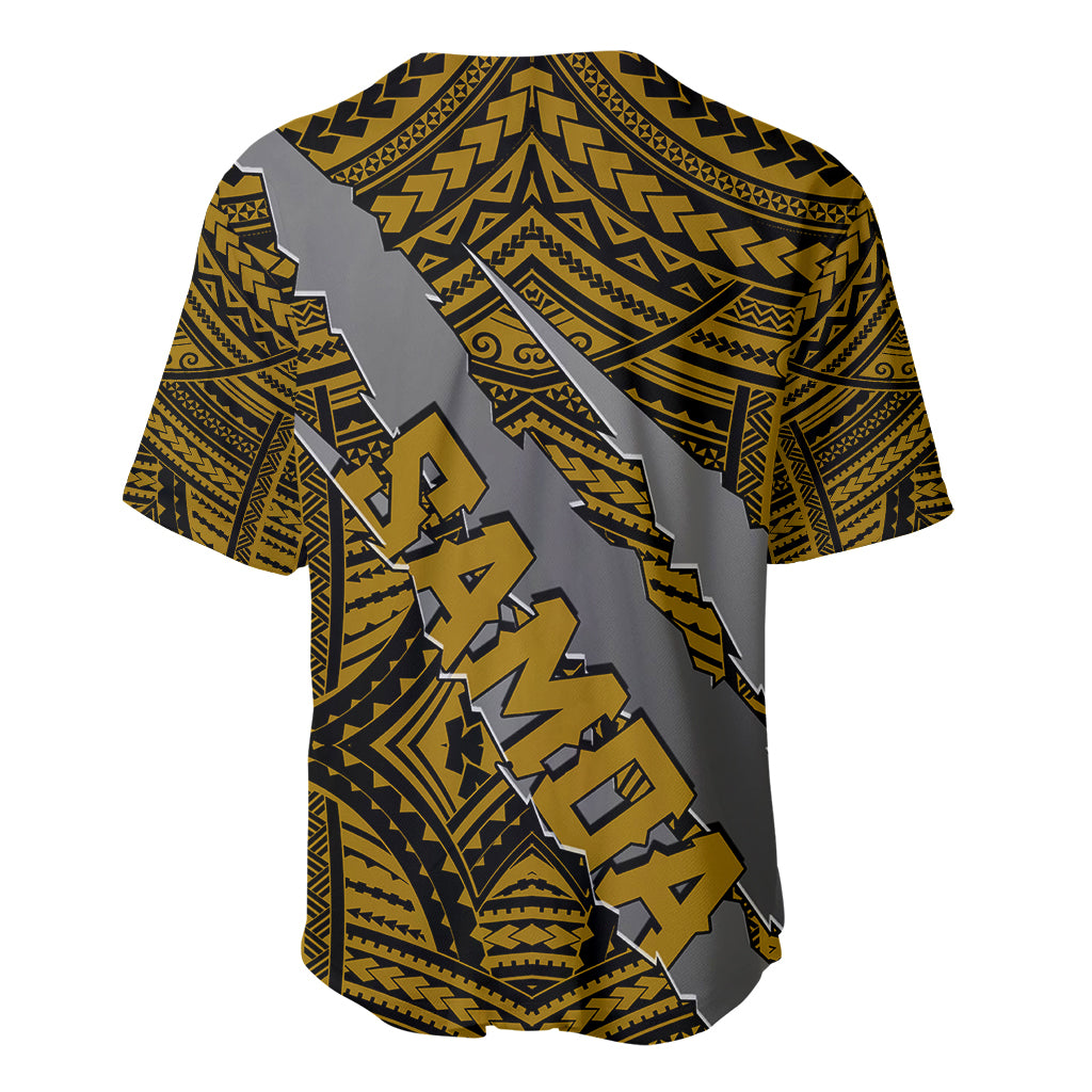 Gold and black back of baseball jersey with tribal pattern and large coat-of-arms claws