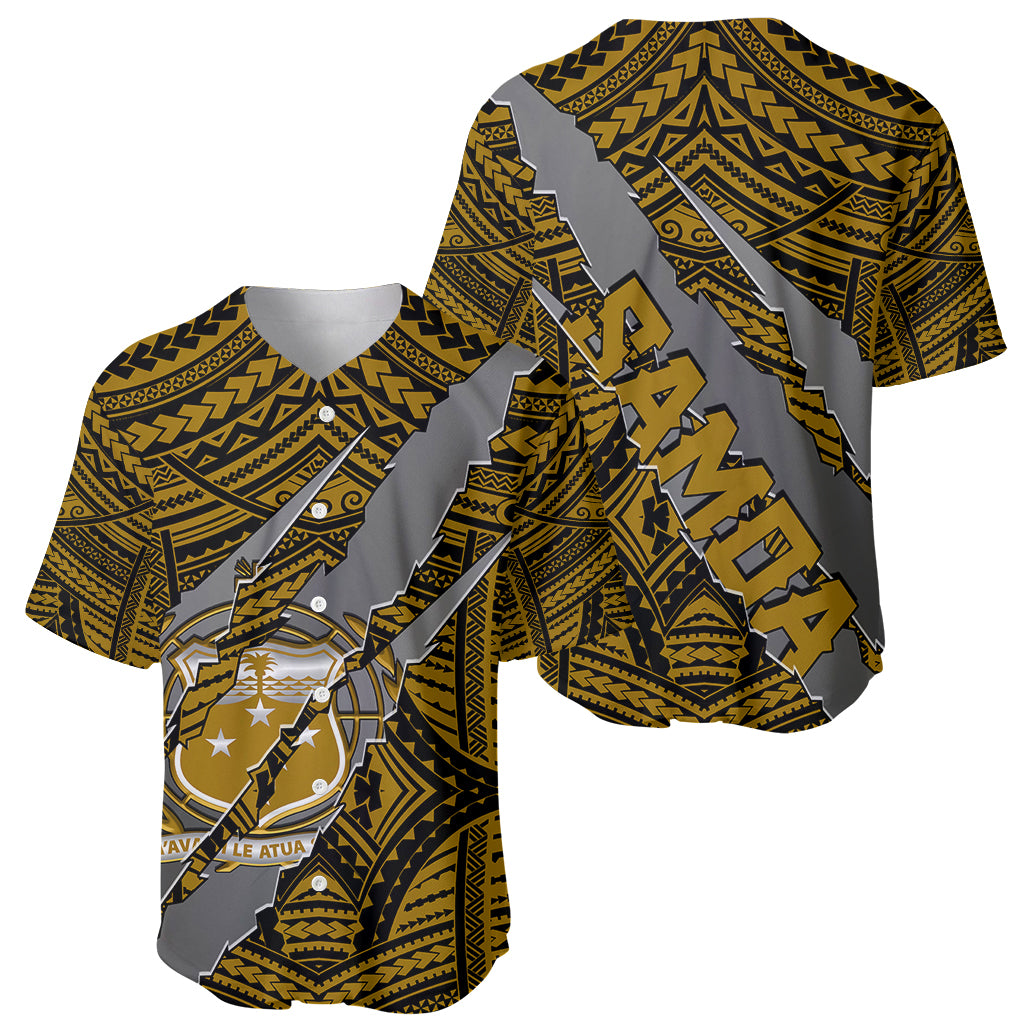 Gold and black baseball jersey front with zip collar and coat-of-arms claws emblem