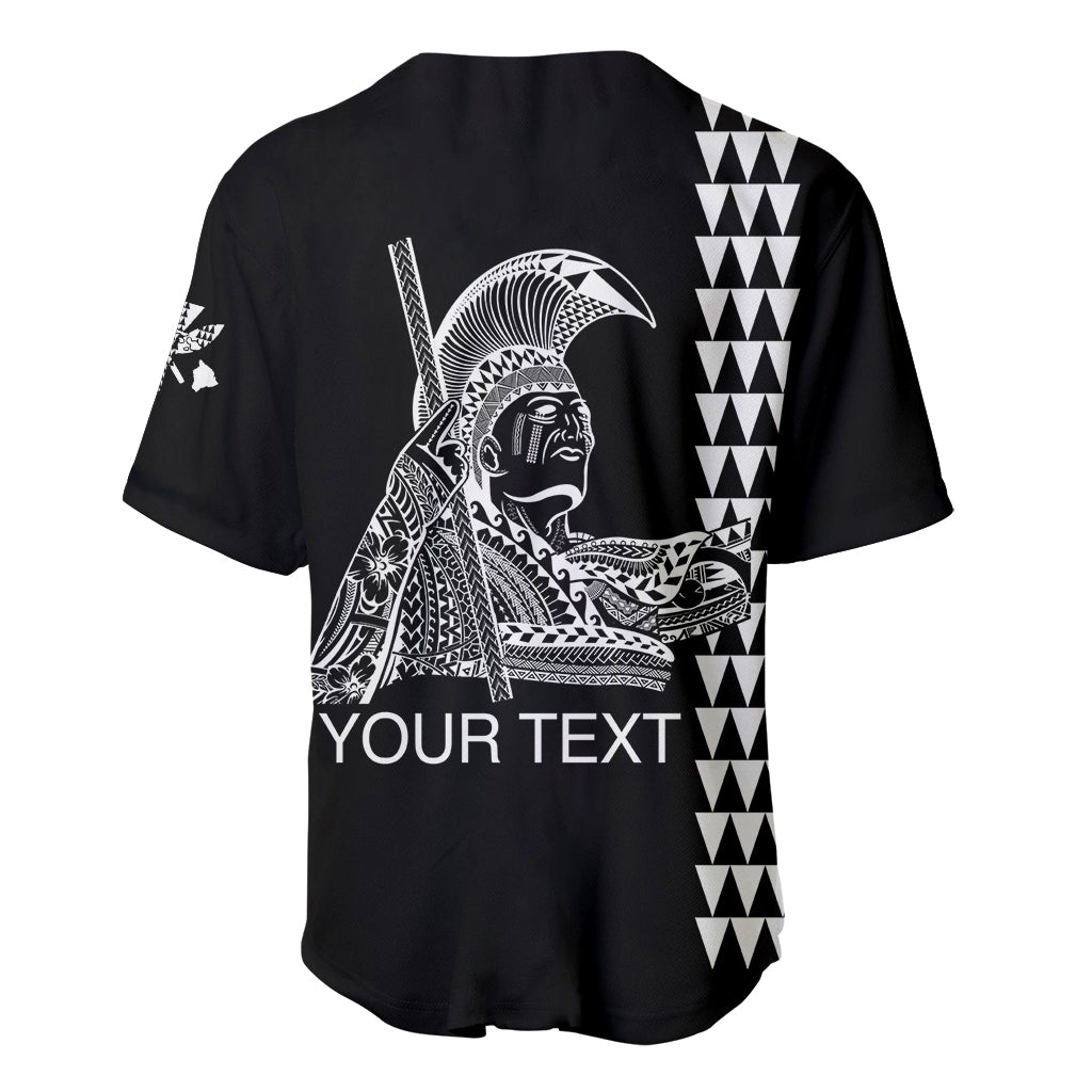 Black baseball jersey back with white tribal column and Your Text custom area