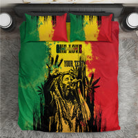 Reggae grunge bedding set with green, red, yellow graphic and two matching pillowcases