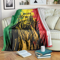 Personalized blanket with green, red, and yellow grunge reggae portrait graphic