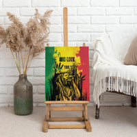 Canvas wall art with reggae color splashes and 'YOUR TEXT' portrait artwork