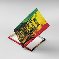 Canvas wall art angled, reggae green-yellow-red splatter with 'YOUR TEXT'