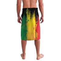 Personalized lavalava shorts with dark reggae grunge print and black elastic waistband