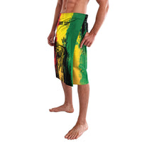 Personalized lavalava shorts with reggae grunge side print and black waistband
