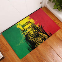 Personalized rubber doormat, green/red reggae artwork with bold 'ONE LOVE' text