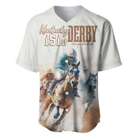 Beige baseball jersey with V-neck, Kentucky Derby 151st graphic front