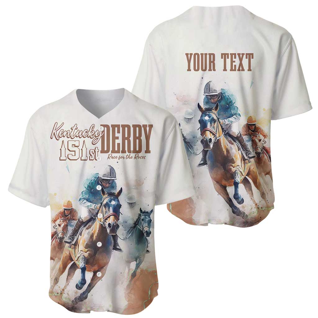 Pair of beige baseball jerseys: Kentucky Derby 151st front and back YOUR TEXT