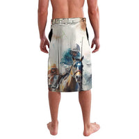 Personalized horse racing lavalava, beige back with rider horses print, elastic waistband
