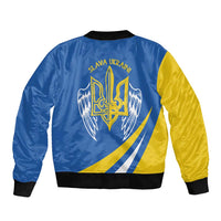Ukraine Stylized Tryzub Sleeve Zip Bomber Jacket Slava Ukraini