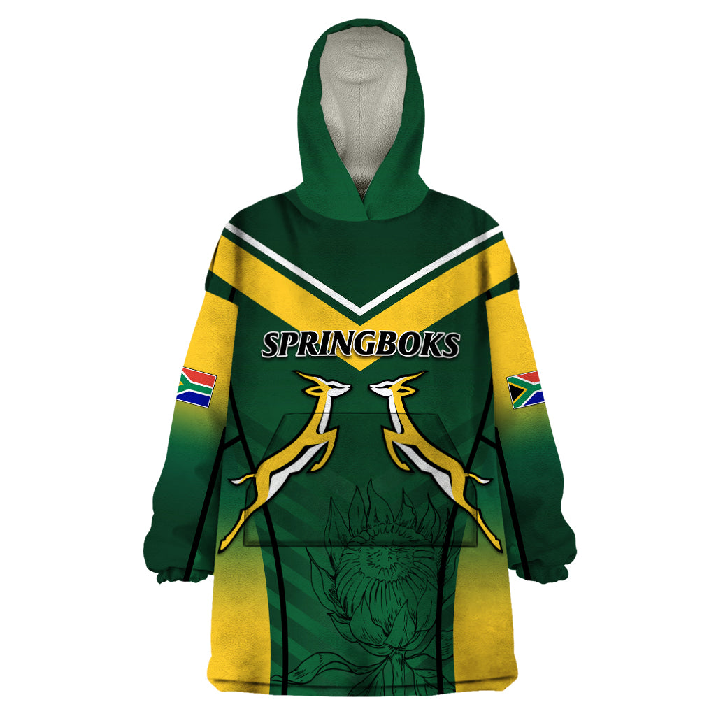 South Africa Rugby 2023 Wearable Blanket Hoodie Bokke Champions - Wonder Print Shop