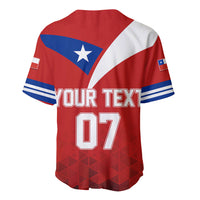 Red back rugby jersey with Chile flag, sleeve stripes, large number 07