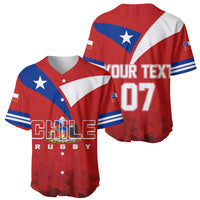 Red rugby jerseys two views, Chile flag styling and number 07 on back