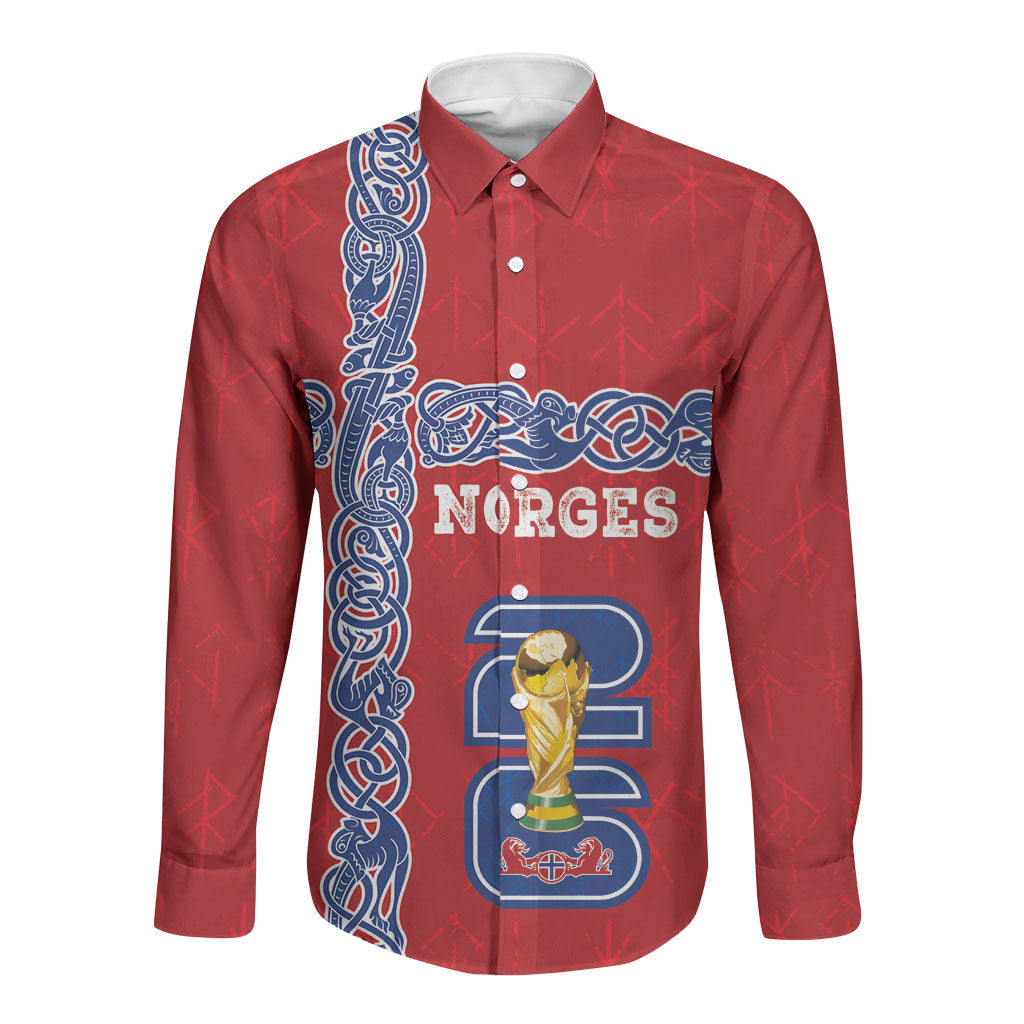 Norway Football WC2026 Custom Long Sleeve Button Shirt Norges Landslaget Vikings