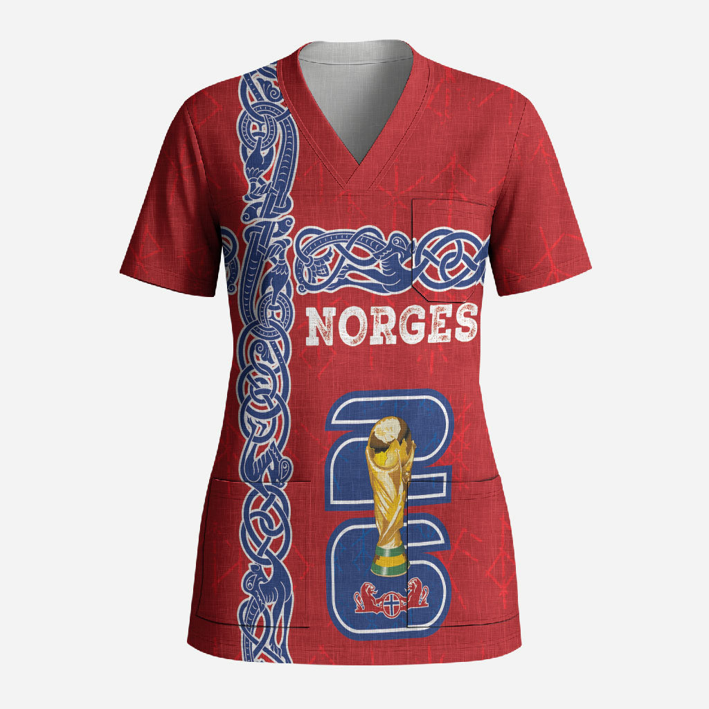 Norway Football WC2026 Custom Scrub Top Norges Landslaget Vikings
