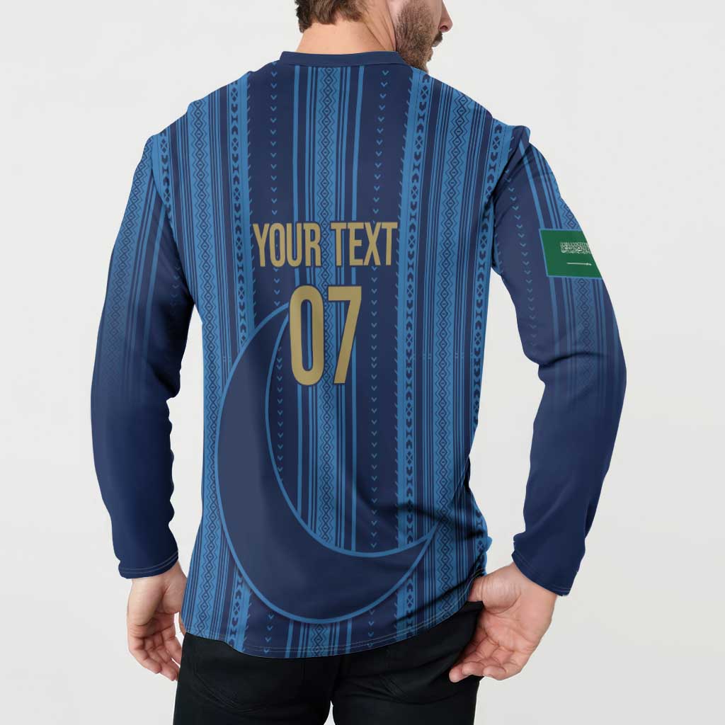 Saudi Football Al Zaeem Custom Button Sweatshirt Crescent Moon - Wonder Print Shop