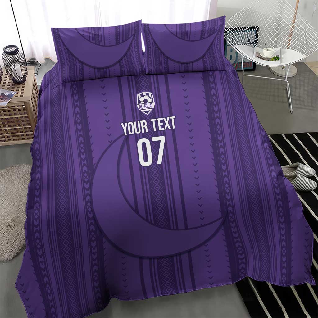 Saudi Football Al Zaeem Custom Bedding Set Crescent Moon - Purple - Wonder Print Shop