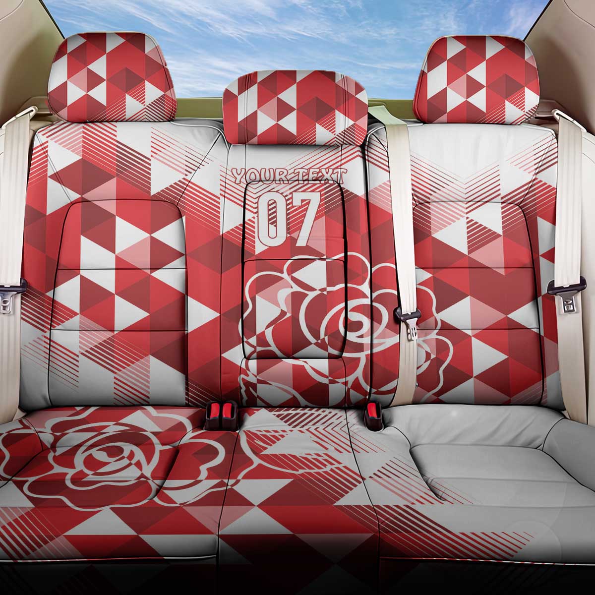 England Rugby Custom Back Car Seat Cover Crystalised Red Rose