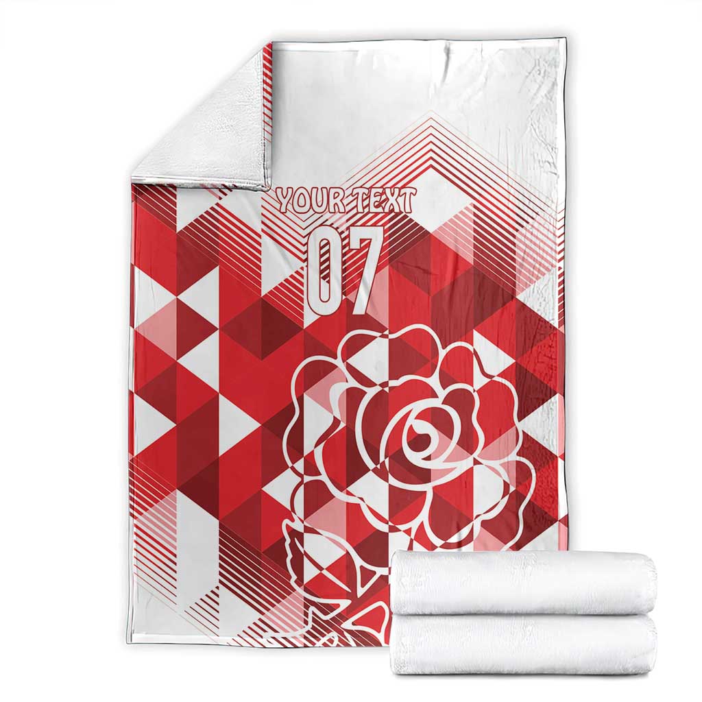 Red and white custom blanket with YOUR TEXT 07 and rose flower graphic