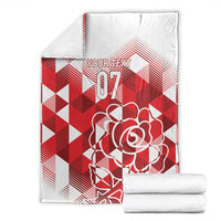 Red and white custom blanket with YOUR TEXT 07 and rose flower graphic