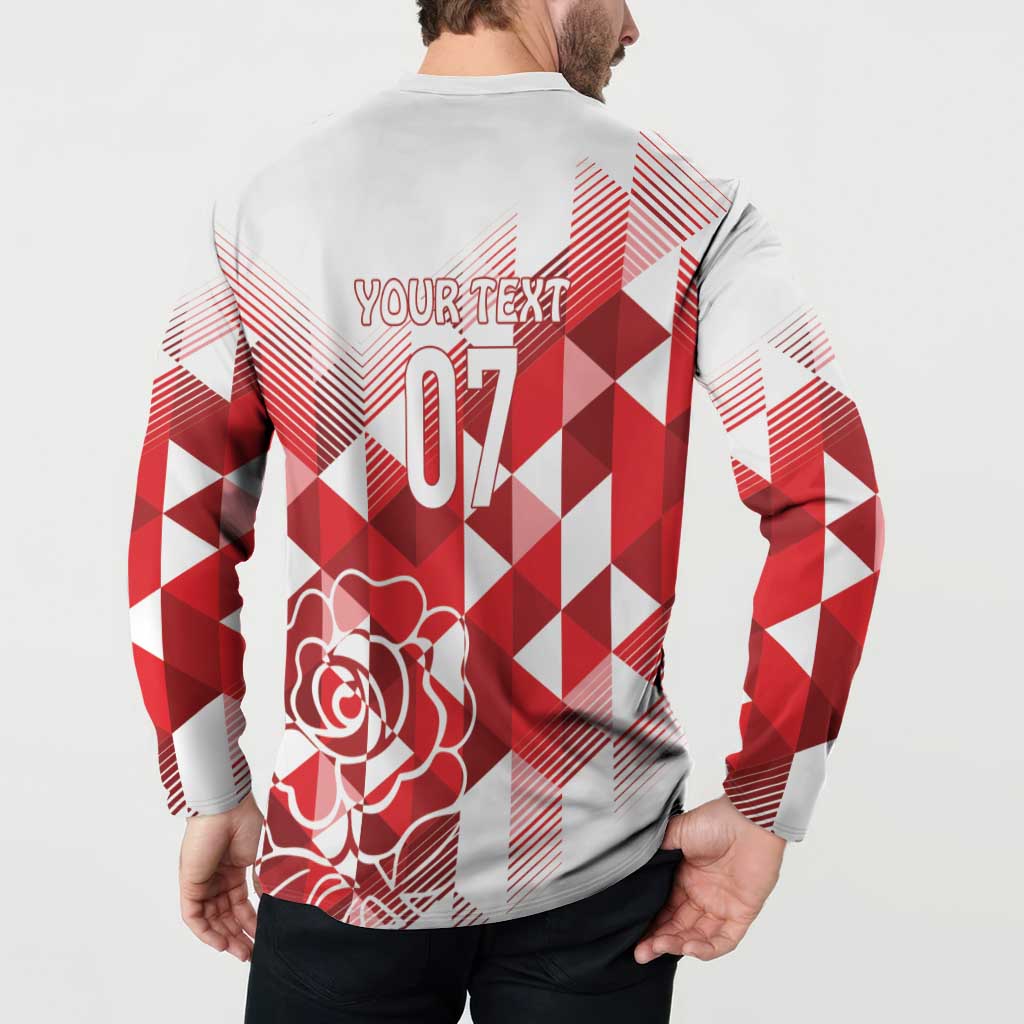 White and red back-print sweatshirt with YOUR TEXT 07 and rose graphic