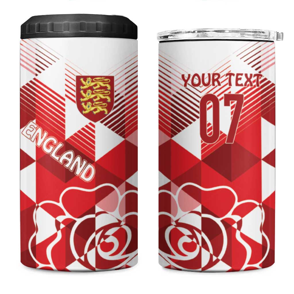 England Rugby Custom 4 in 1 Can Cooler Tumbler Crystalised Red Rose