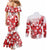 England Rugby Custom Couples Matching Mermaid Dress and Long Sleeve Button Shirt Crystalised Red Rose